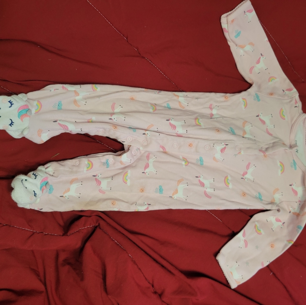 💛Infant girl Unicorn footie pjs